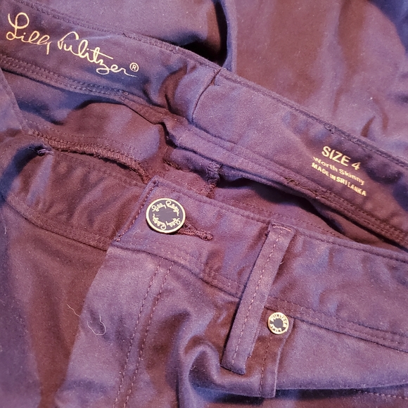 Lilly Pulitzer Sz4 Worth Skinny Navy Stretch Pant - Picture 6 of 7